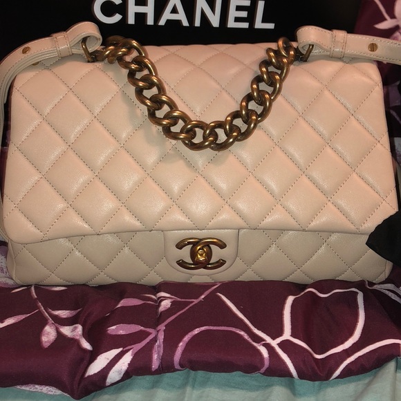 CHANEL Handbags - Chanel tan flap shoulder bag